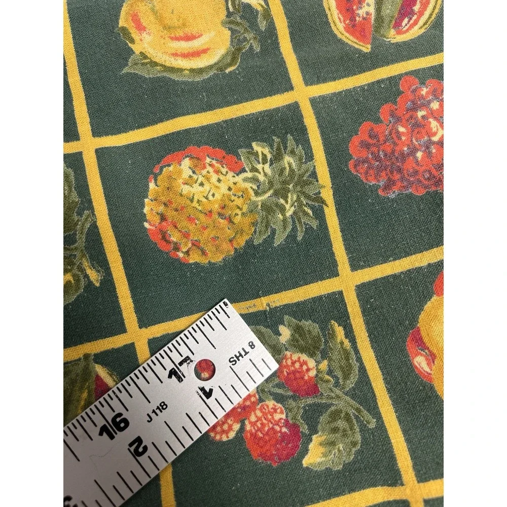 VTG April Cornell Fruit Tablecloth Green‎ Floral Cotton French Country ~ 47x66